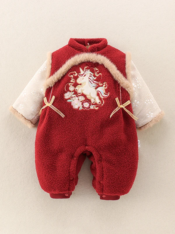 

Зимняя одежда для малышей, хлопковая новогодняя праздничная одежда для девочек Fce Rer, милый длинный свек, воротник-стойка на одной пуговице