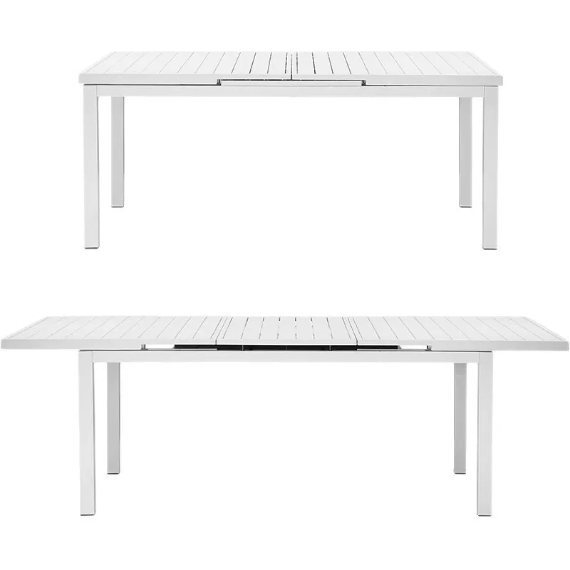 

Waterproof all-aluminum large long table retractable dining table and chairs yard outdoor