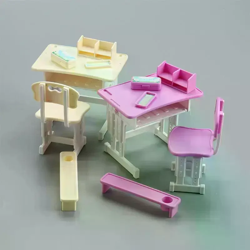 1/12 Simulazione di casa delle bambole Mini sedia da scrivania Set di modelli Materiale scolastico per casa delle bambole Decorazione Micro scena Puntelli di costruzione