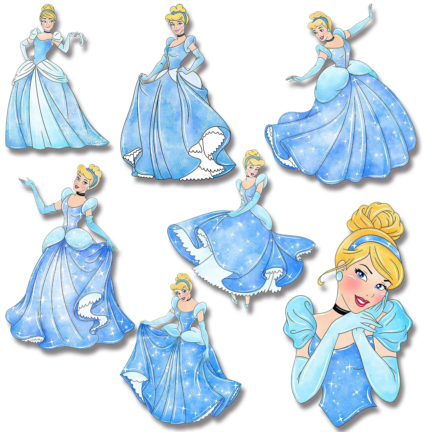 Cinderella Princess Cartoon Stickers Iron on Patches Applique for Cloth Firm and Fadeless  Stickers Cheap DIY Decoration