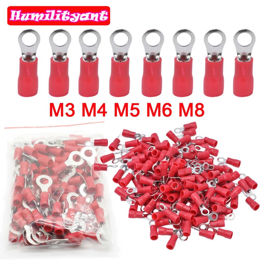 50PCS/100PCS RV1.25-3 Rec Ring insulated terminal Cable Wire Connector Electrical Crimp Terminal M3-M8