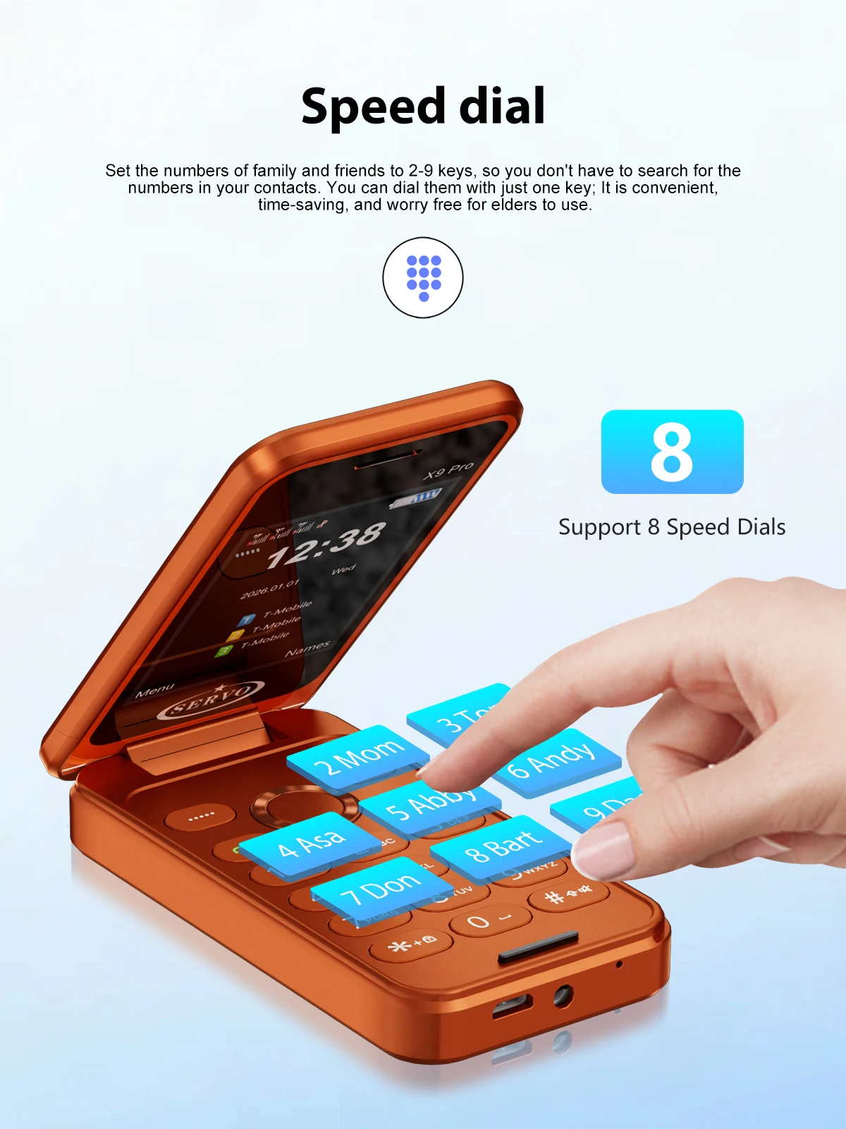NEW SERVO X9 PRO Flip Mobile Phone 3 SIM Standby Blacklist Magic Voice Speed Dial MP4 Player FM Radio 2G GSM Foldable Cellphones