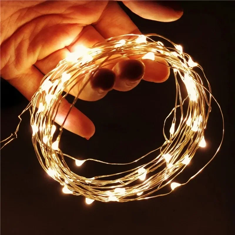 1M Koperdraad Led String Lights Vakantie Verlichting Fairy Garland Voor Kerstboom Bruiloftsfeest Decoratie Bruiloft Feest Decor