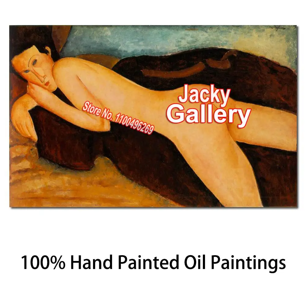 Canvas Art Figure Woman Handmade Amedeo Modigliani Painting Reclining Nude From the Back Modern Abstract Artwork Bathroom Decor