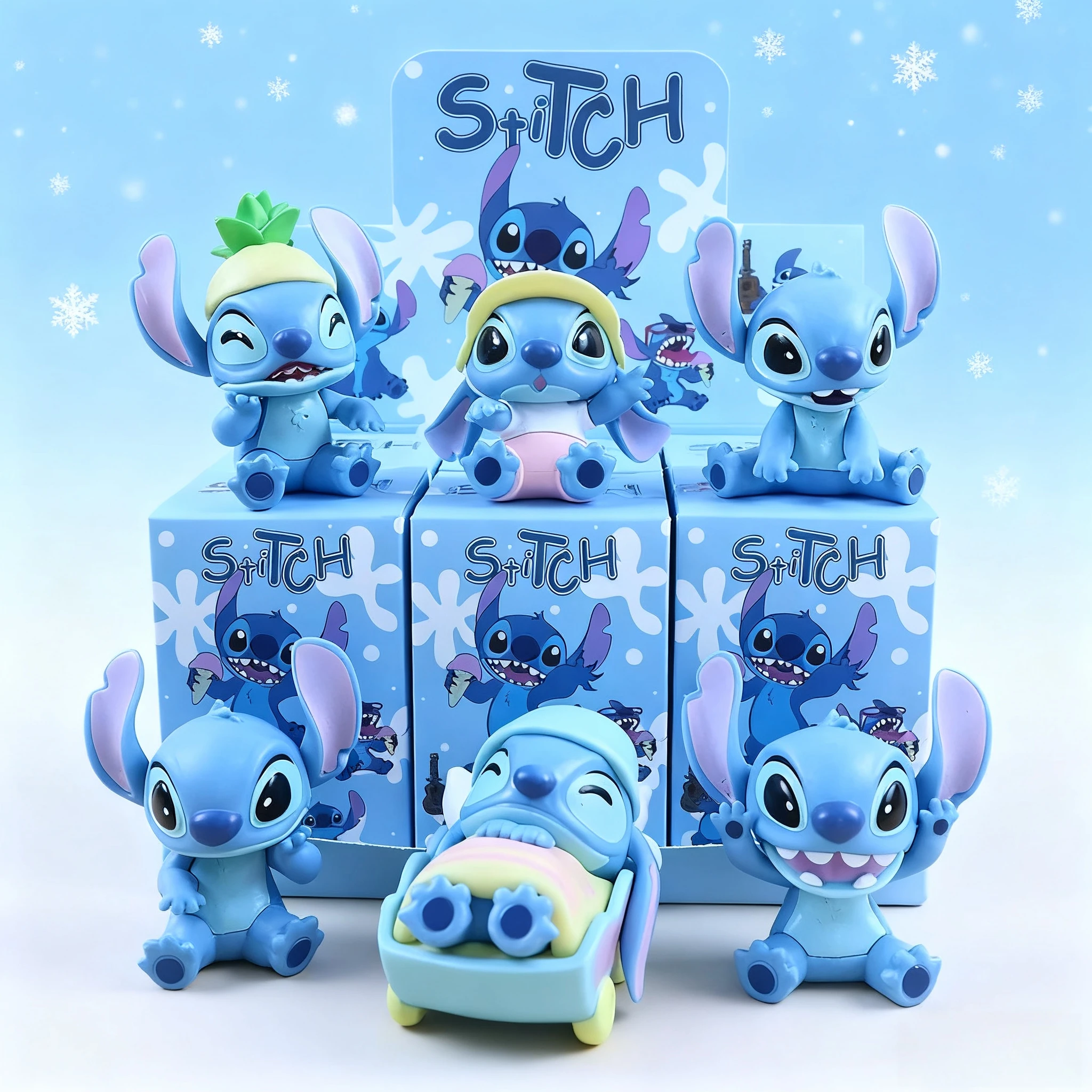 

Новая фигурка стежка, слепая коробка, Kawaii Stich, аниме, мультяшный автомобиль, украшение для комнаты, модель куклы, экшн-фигурка, детский подарок на день рождения