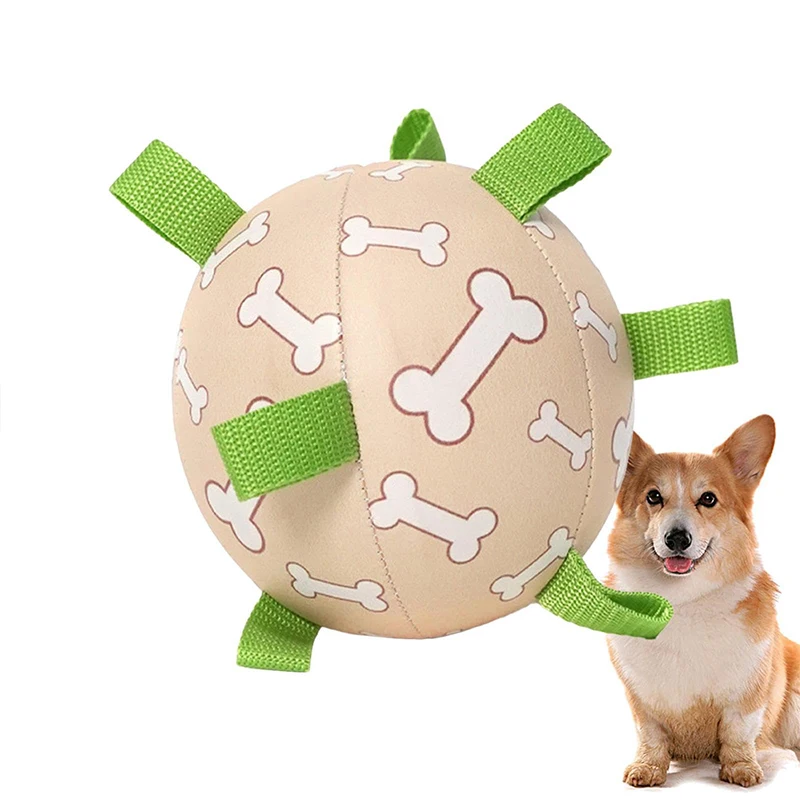 Dog Pull Toy Ball Portable Outdoor Dog Ball Flexible Squeaky Soccer Dog Ball Toy Multifunctional Puppy Pet Interactive Ball