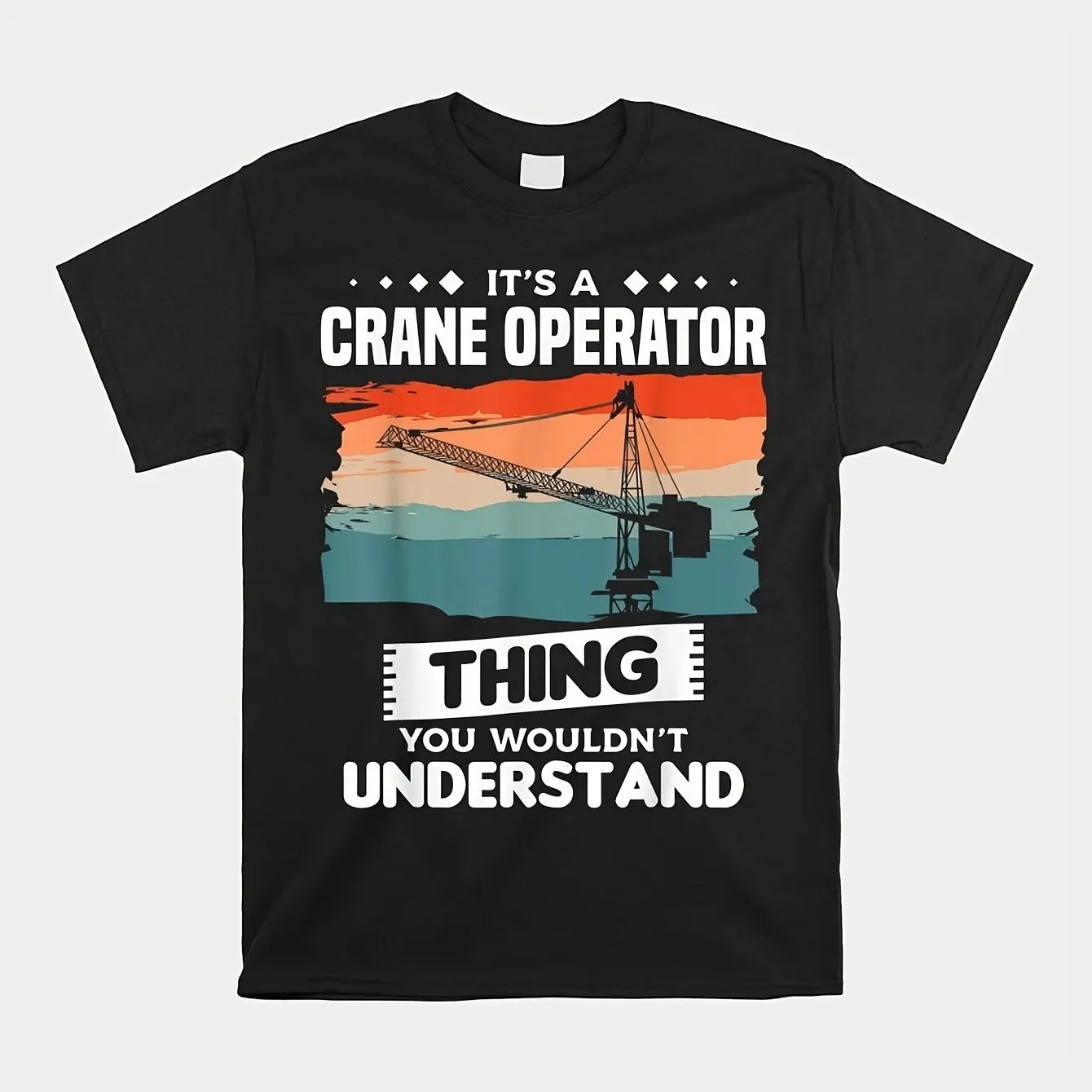 Men's Crane Operator Graphic T-Shirt Heavyweight GSM Construction Site Apparel Crane Heavy Machinery Design Loose Fit