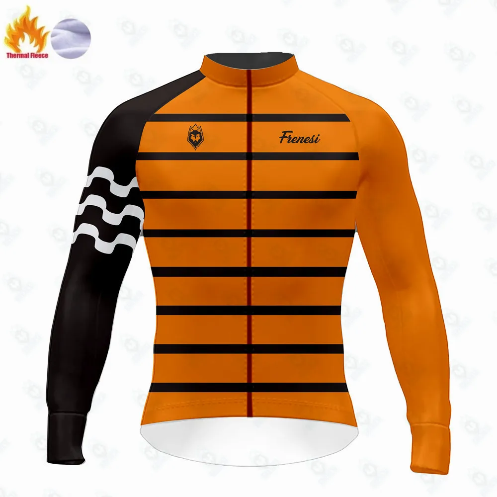 Frenesi Winter Men's Cycling Jackets Long Sleeve Thermal Fleece Training LS Jersey Ciclismo Road Bicycle Mtb Bike Clothing