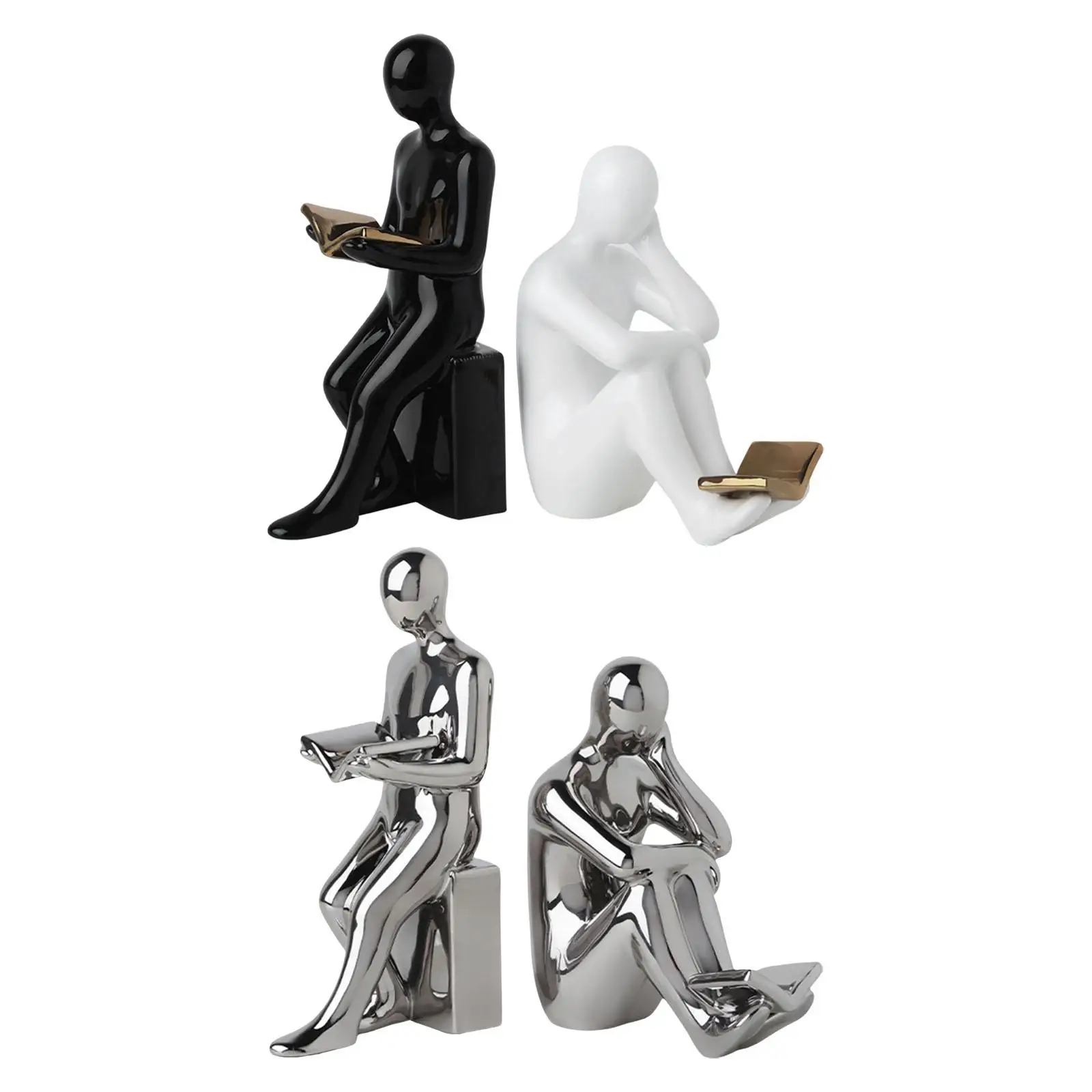 Ceramic Human Statues Collectible Sculpture Abstract Figurines Gifts for Farmhouse Room Ornaments Bookshelf Housewarming