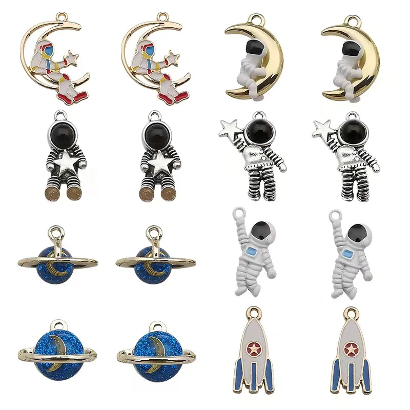 

20pcs Mix Enamel Planet Astronaut Space Universe Rocket Charm Pendants for Necklaces Bracelet Earrings DIY Jewelry Accessories