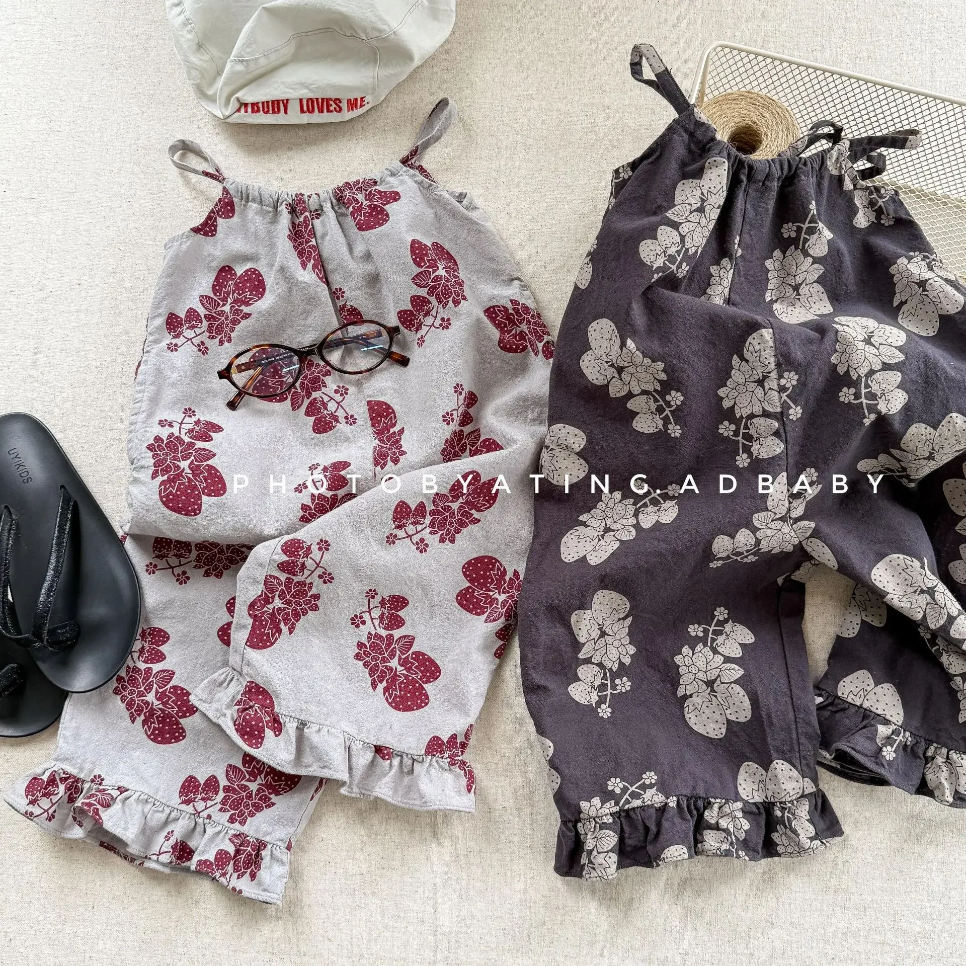 

Children's Clothing Girls' Korean Summer Clothing Suspender Jumpsuit Summer Jumpsuit Wide-leg Cropped Pants