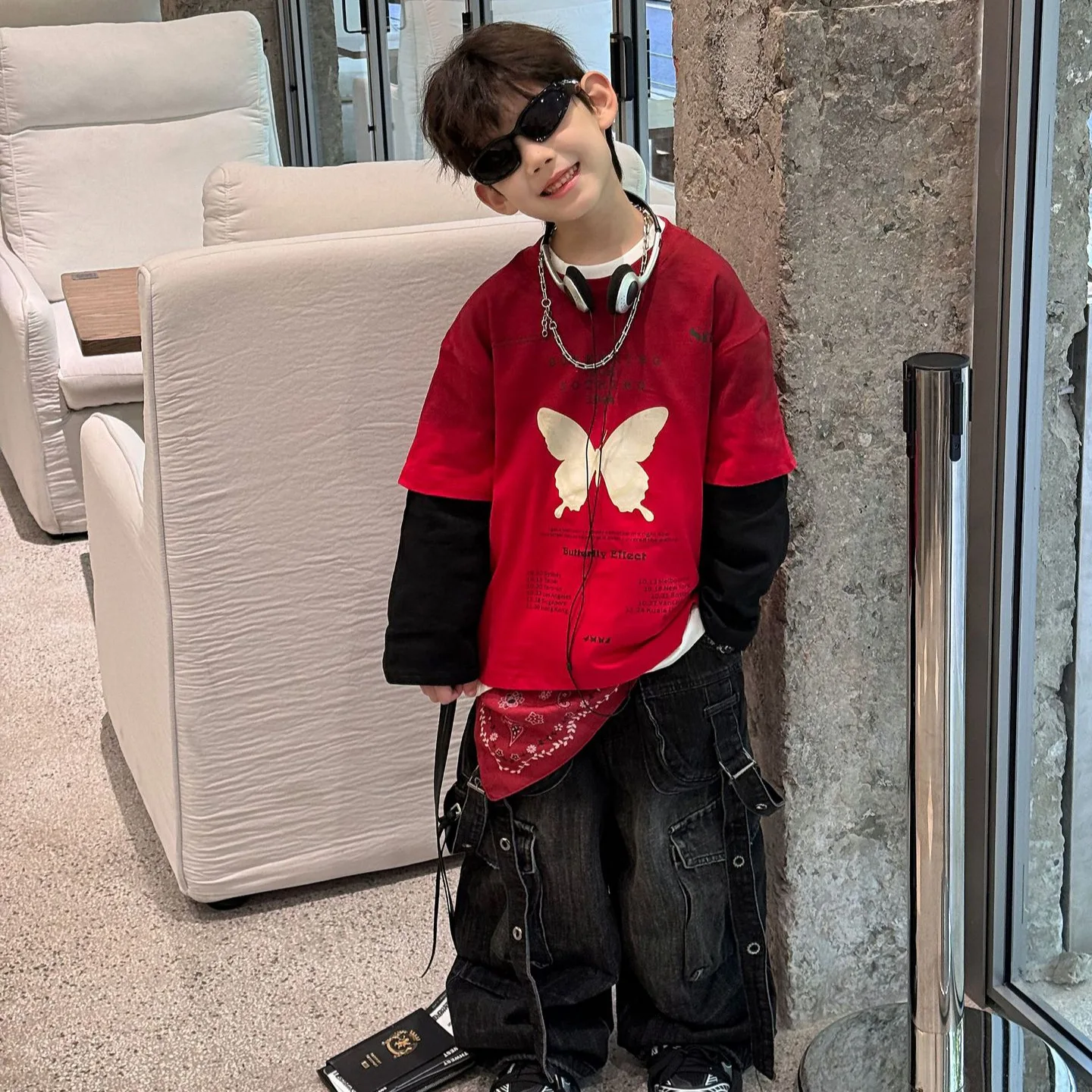 

Children Clothes Kids Casual Long-sleeved T Shirt 2025 Autumn New American-style Boy Fashion Fashionable Simple Kids T Shirt Top