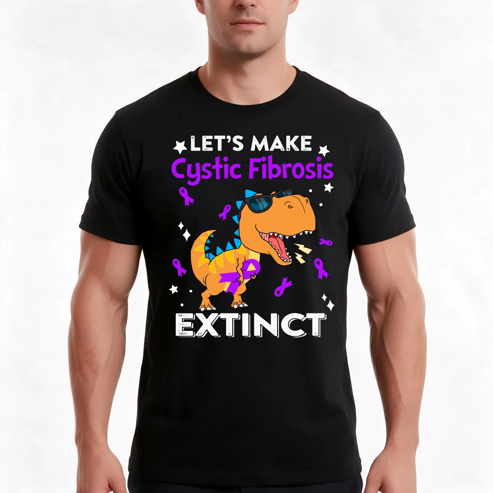 Let's Make Cystic Fibrosis Extinct Cystic Fibrosis Warrior Gift T-Shirt, Summer Casual Cotton Tee, Oversized Streetwear Tops