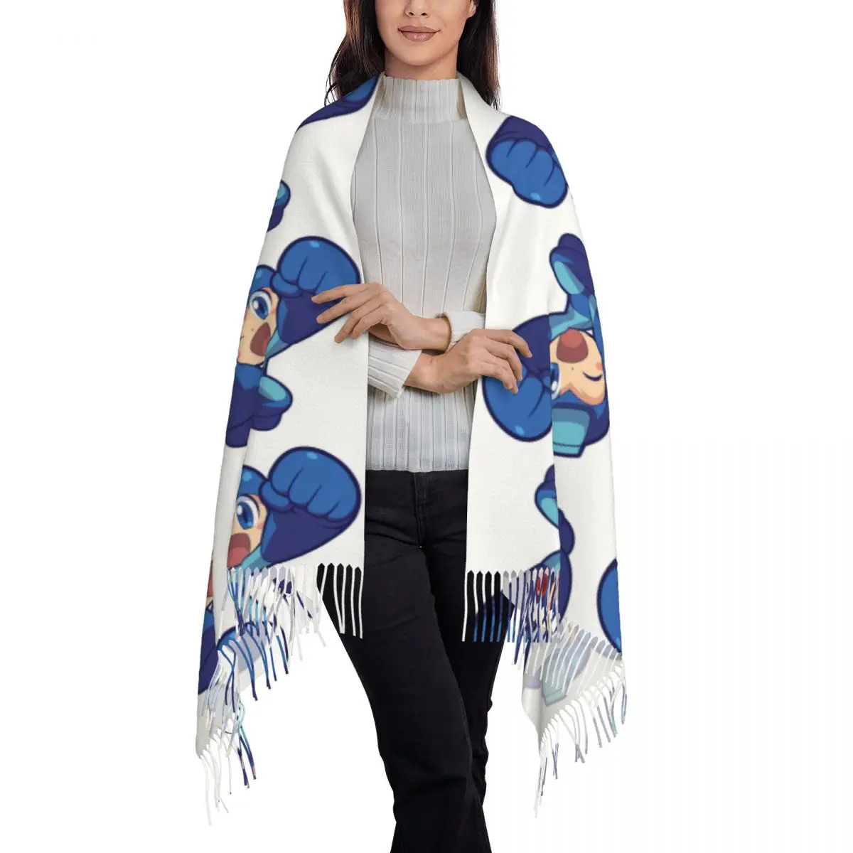 Megaman Video Game Mega Man Scarf Tassel Scarves for Women Soft Warm Shawls and Wraps Large Fall Winter Shawl Wrap