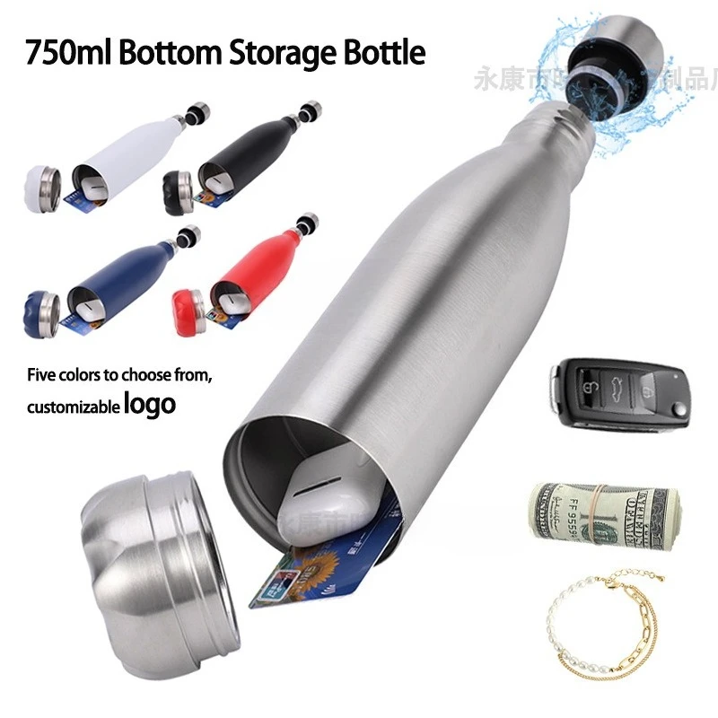 750ml Stainless Steel Insulated Water Bottle, Removable Bottom Design, Outdoor Thermal Cup for Heat & Cold Retention