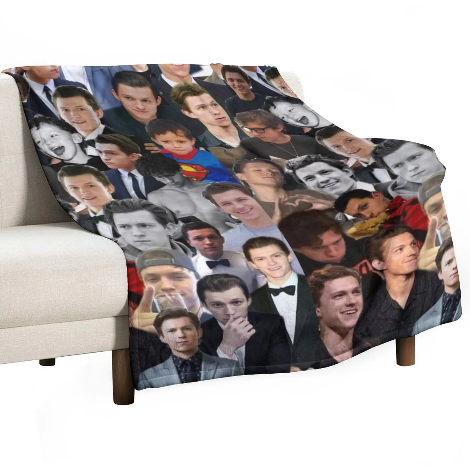 Tom Holland Photo Collage Throw Blanket warm for winter Quilt Blankets For Baby Hair christmas gifts Plush Blankets