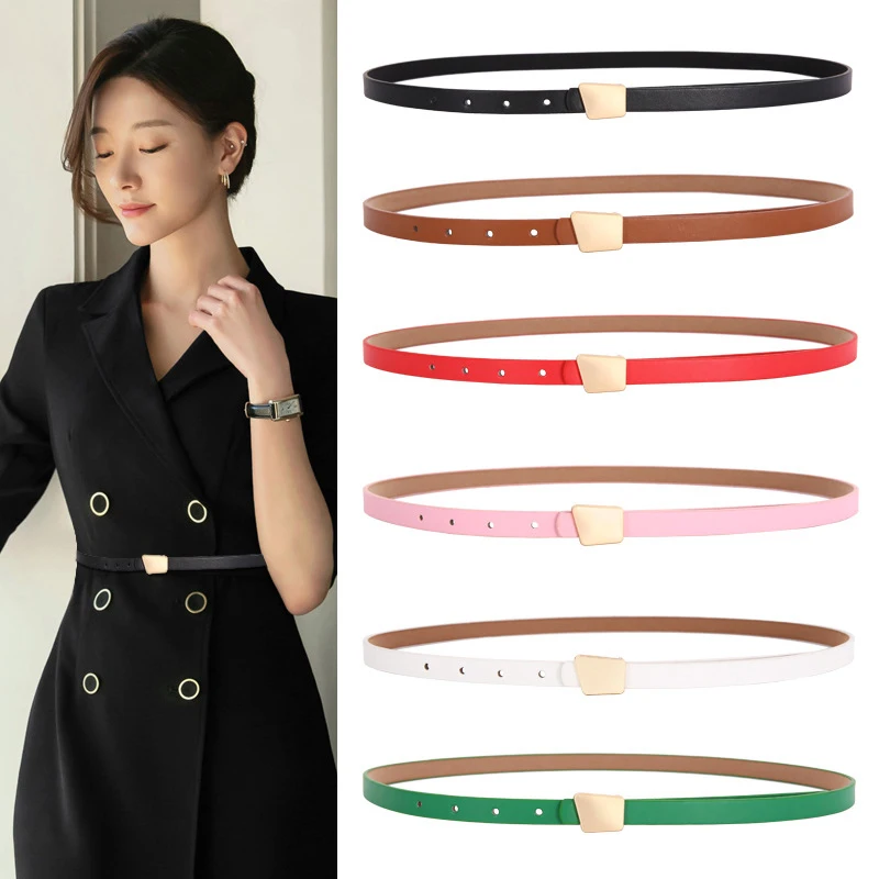 

1Pcs New Korean Version Of Women's Belt Simple Versatile Dress Sweater Jeans Buckle PU Female Thin Waistband