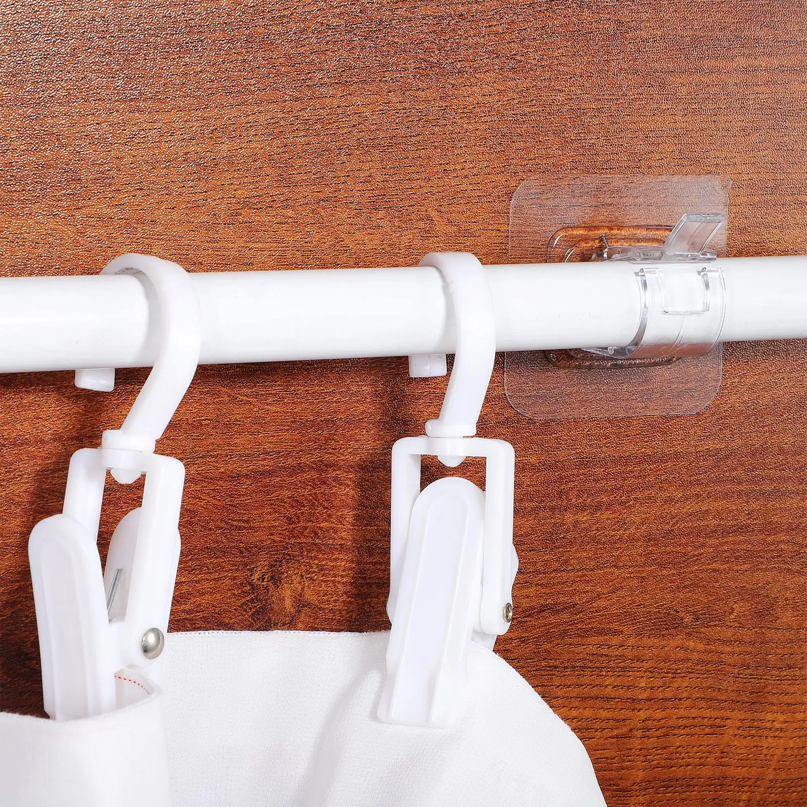 4Pcs Easy-Install Curtain Rod Clamp Holder for Shower Curtain Towel Rods Strong Plastic Rod Bracket Rack Home Decor Accessory