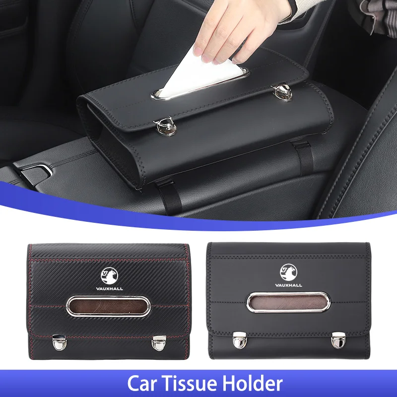 Leather Car Tissue Box Backseat Center Console Tissue Storage Case For Vauxhall VXR Dokker Lodgy Logan Sandero Duster Stepway
