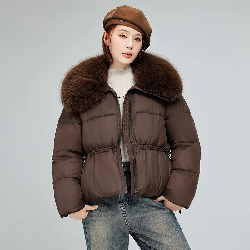 

2025 New Korean Winter Parkas Women's Down Cotton Jacket Coat Short Cotton Padded Fur Collar Ladies Outerwear