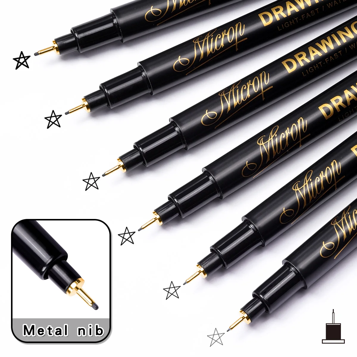 12 تلميح الصباغ بطانة ميكرون الحبر قلم تحديد ل مانغا رسم قلم إبرة هوك خط القلم رسم القرطاسية مجموعة لوازم الفن