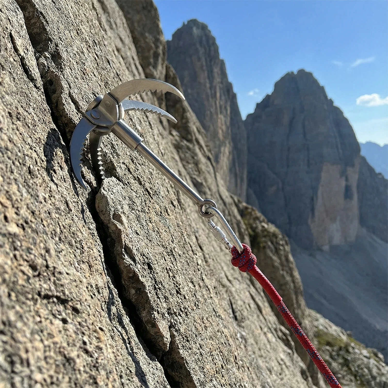 

Крюк для подвешивания на открытом воздухе с веревкой 20 м, крюки для скалолазания, Flying Tiger Claw (красный)