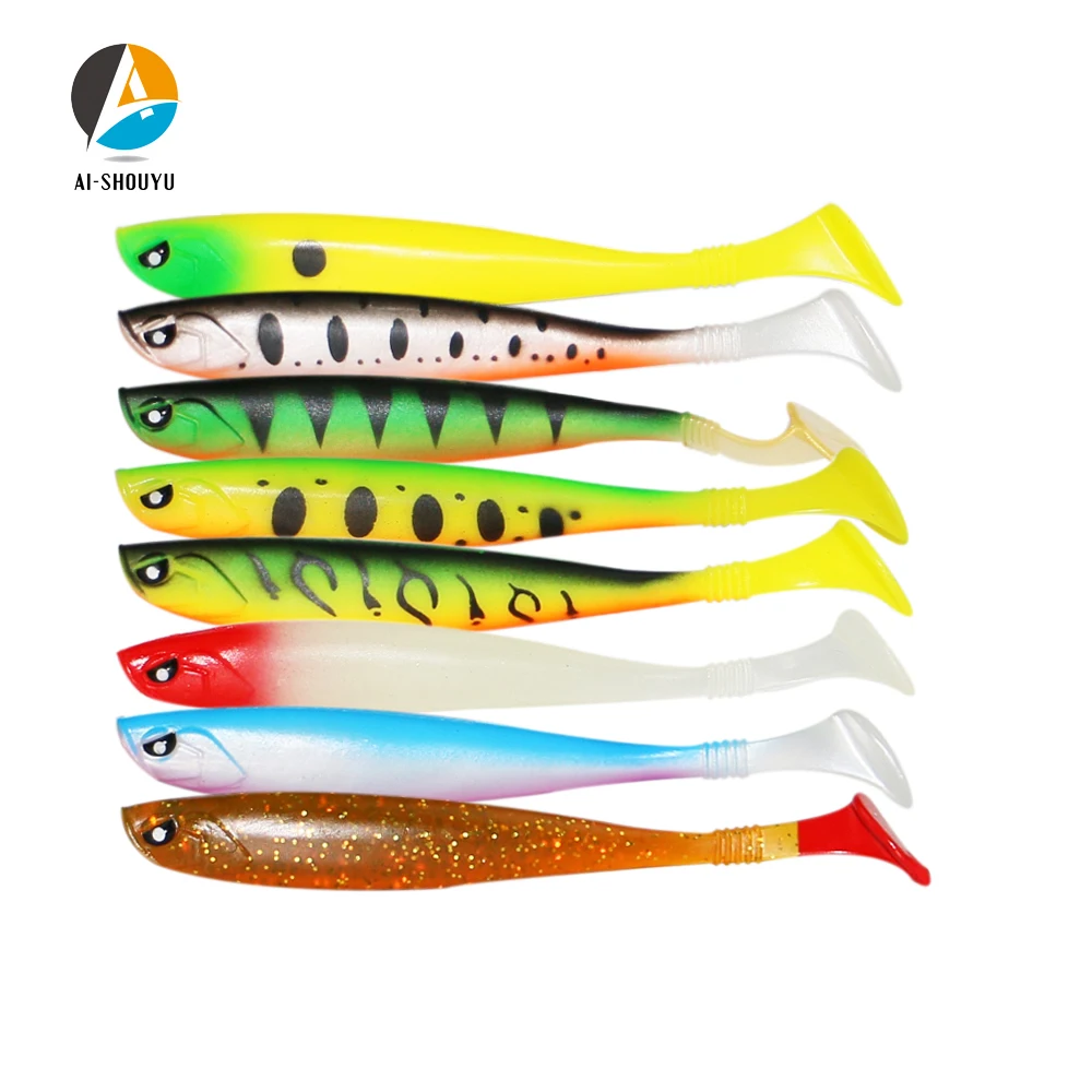 

AI-SHOUYU 3pcs Soft Fishing Lure 120mm 10g 3D Eyes T Tail Swimbait Japan Shad Worm Jig Head Bait Silicon Rubber Fishing Tackle