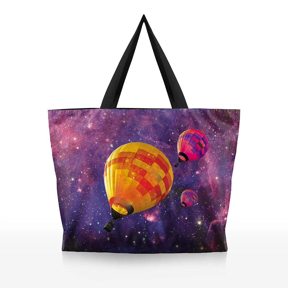 Natural Scenery Oil Painting Starry Sky 3D Printing Large Capacity Reusable Canvas Shoulder Bag Casual Tote Handbag