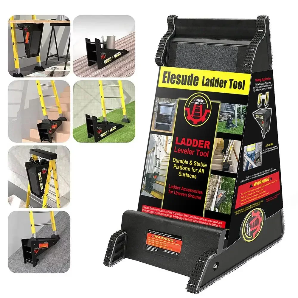Ladder Leveler,Pitch Hopper Ladder Stabilizer Stair Ladder with Storage Ladder Leveling Tool,Ladder Jacks,Easy to Use,Stable