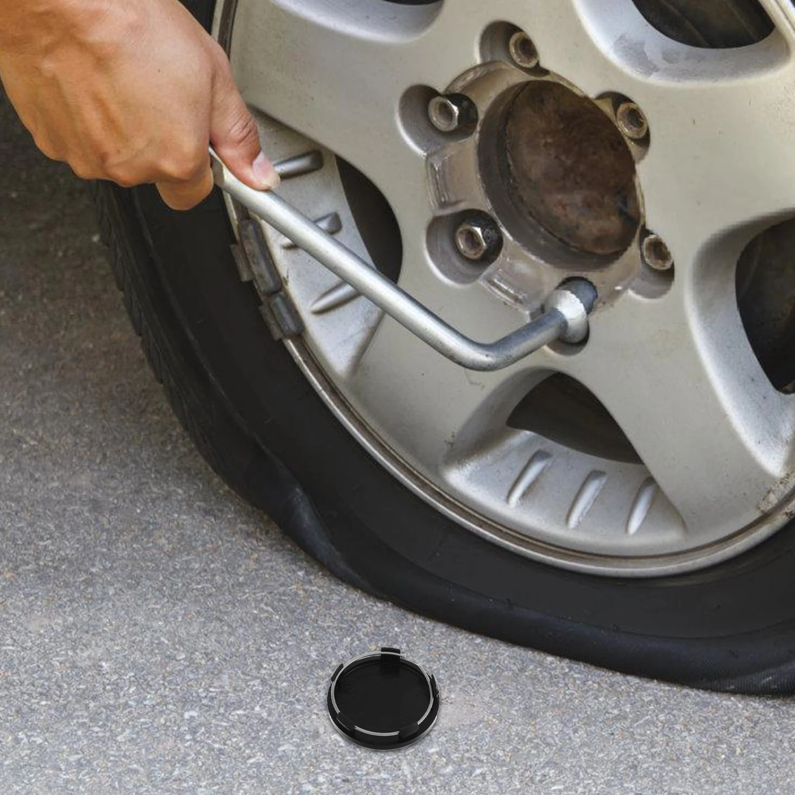 

4Pcs Wheel Center Hub Caps Set Curved Surface Design Universal Fit Rims Center Cover Replacement Auto Hubcaps Tire Valve Cap