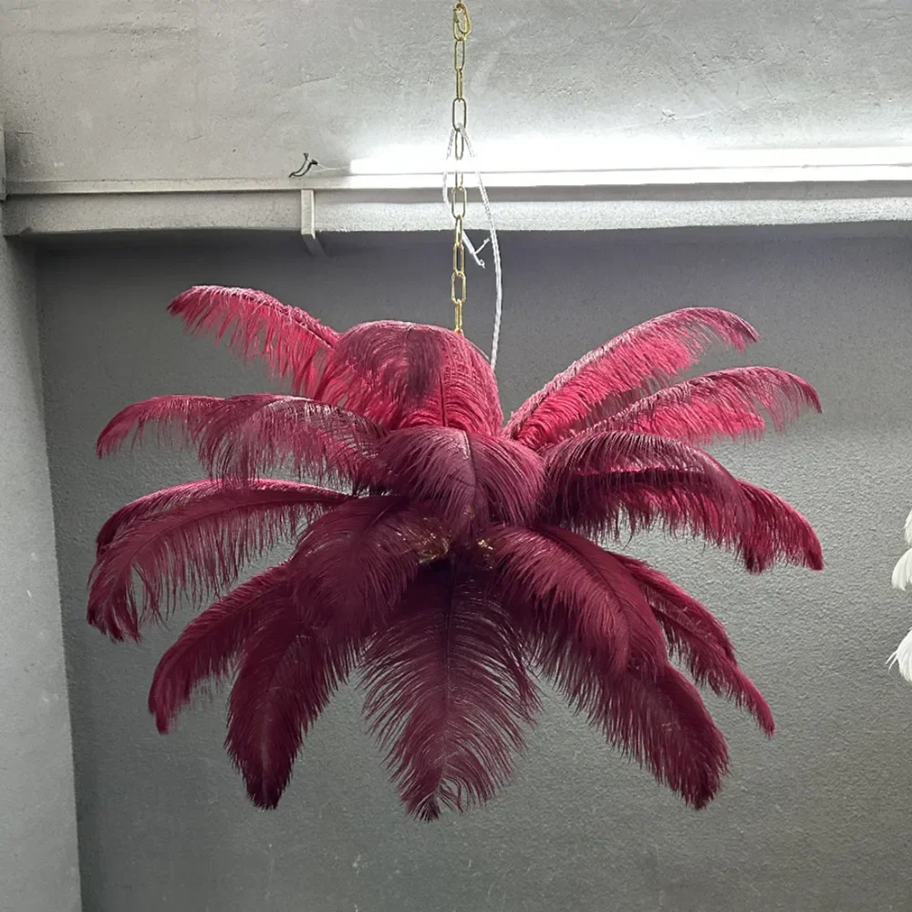 

Modern Nordic Ostrich Feather Led Pendant Lights Living Dining Bedroom Home Decor Chandelier Lamps Indoor Lighting Light Fixture