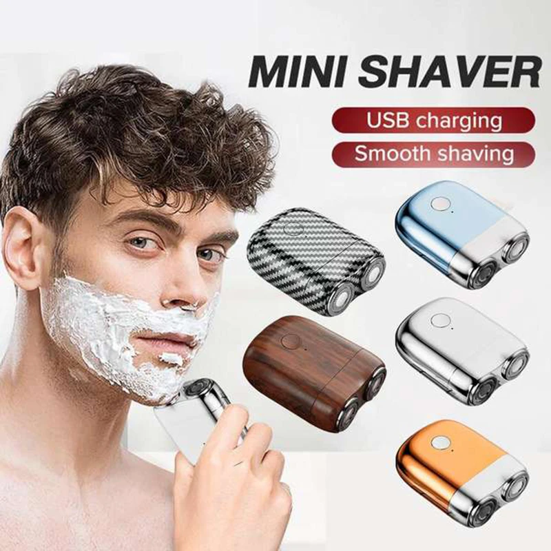 

New Mini Portable Electric Shave Razor Beard Trimmer Shaver Double Head Men's Beard Razor IPX7 Waterproof Use Pocket Razor