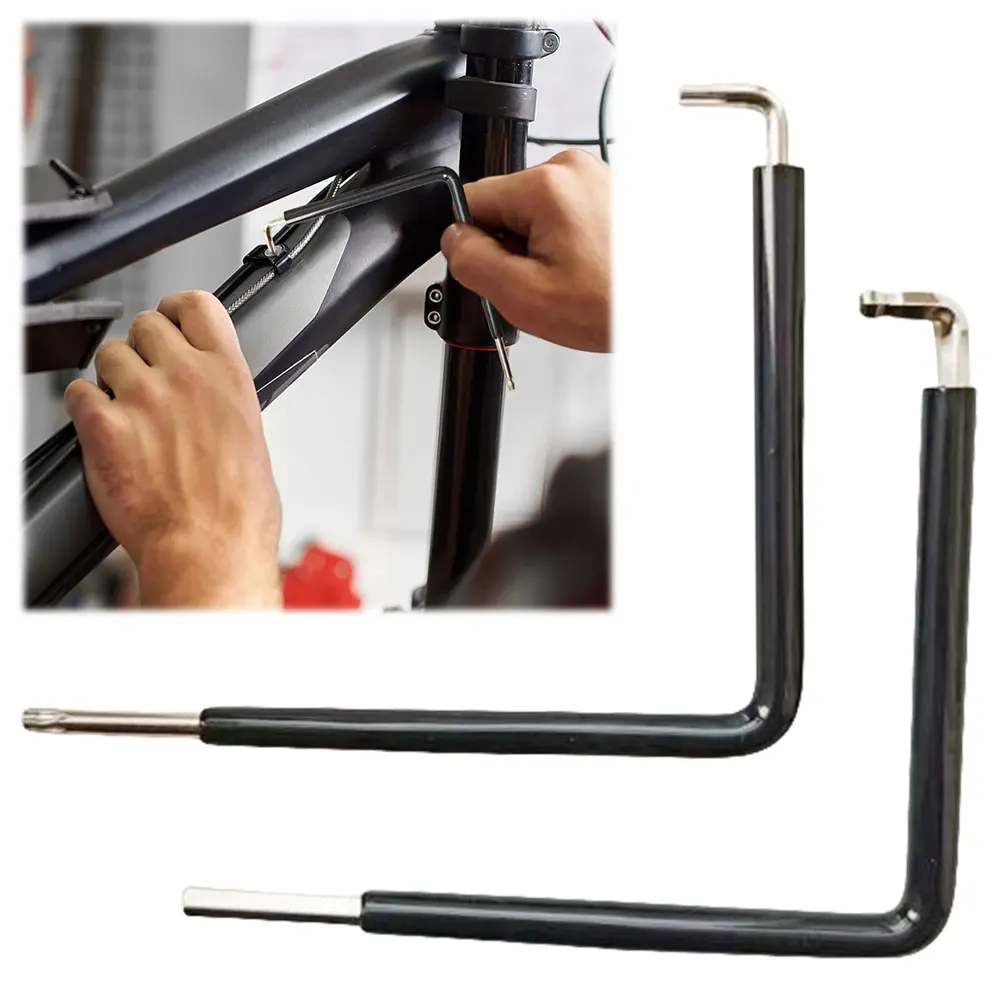 2Pcs L-Shaped Long Arm Hex Wrench with Heat Shrink Film 4mm Allen Wrench for Household DIY Professional Machine Repairing