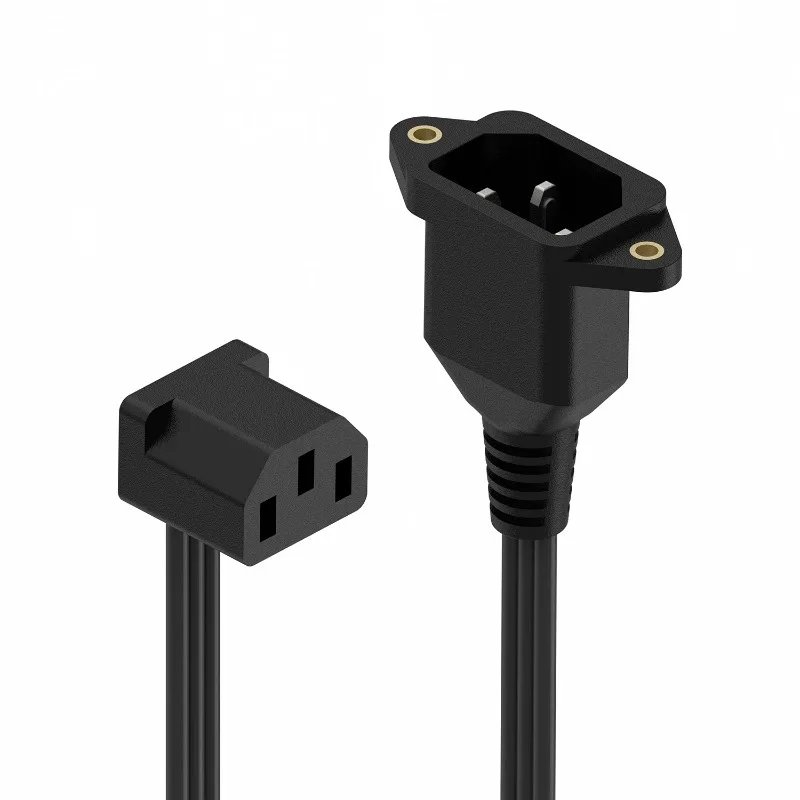 Computer power supply 90-degree elbow extension cable, ultra-thin and ultra-soft male and female plugs, three-hole C13 to C14