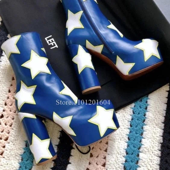 

Rainbow Color Women Star Over Knee Boots Club Night Glow Graffiti Street Style Crystal Festival Party Brand Design Fashion Shoes