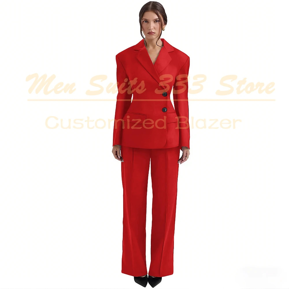 

Designer Women's Suits Solid Color Trousers Sets Fashion Single Breasted Notch Lapel Female Blazer Luxury 2 Piece Jacket Pants