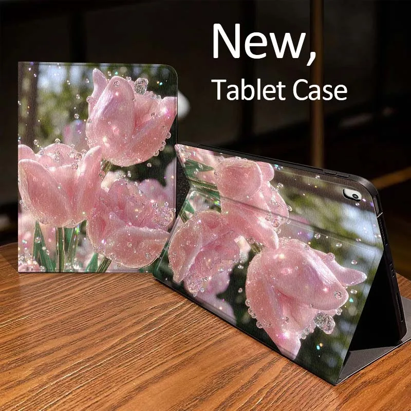 

Pink Tulip Bubble Decor Case For iPad Pro mini Air 1 2 4 3 5 6 7 8gen 9gen 11 M2 M3 M4 6th 7th 10th 11th Gen 2025 Tablet