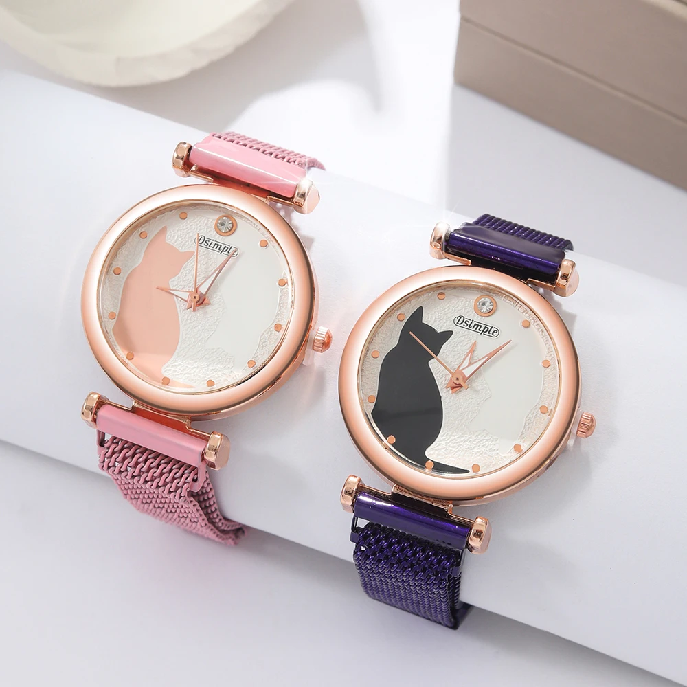 2pcs/set Women's Couple Quartz Wristwatch Luxury Women Mesh Belt Quartz Wrist Watches Women Business Casual Wristwatches