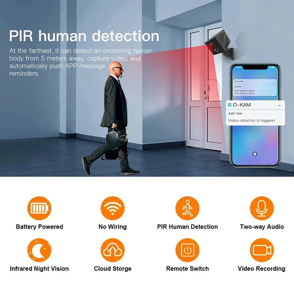 5MP 4G SIM Card Mini Camera Indoor Night Vision Surveillance Security Monitoring Rechargeable 3000 mAh Battery Powered Home Cam view 6