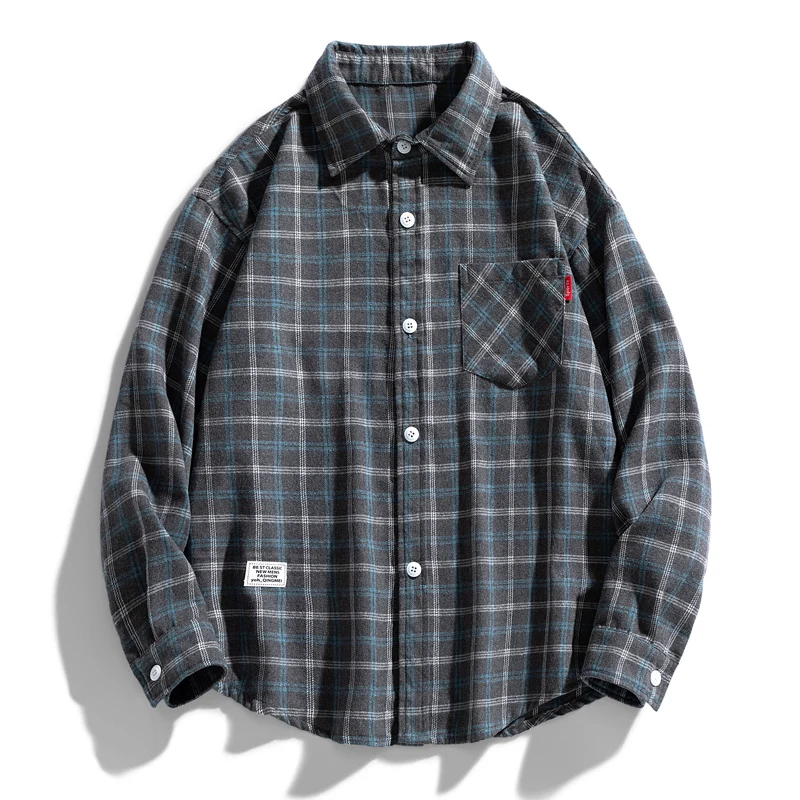 

Oversized Plaid Shirt Men Spring Autumn Fashion Retro Casual Blouse Unisex Streetwear Men Shirt Men's Harajuku Cardigan Clothing