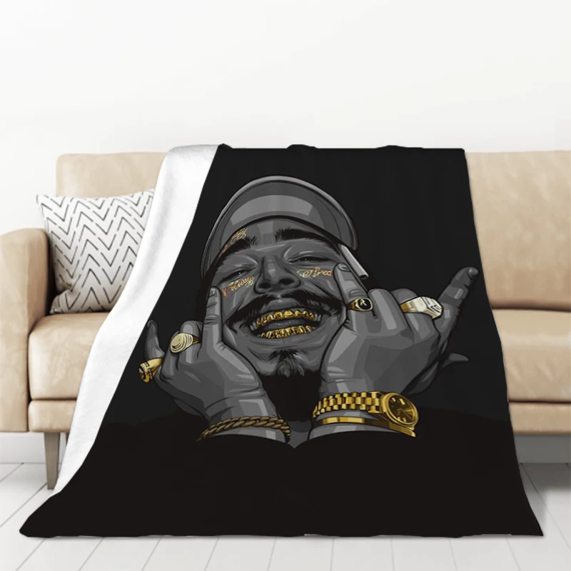 Bed Blankets for Decorative Sofa Post Malone Poster Pop Rock Hip Hop Rap Throw Luxury Blanket Fluffy King Lid Catnap Knee Fleece