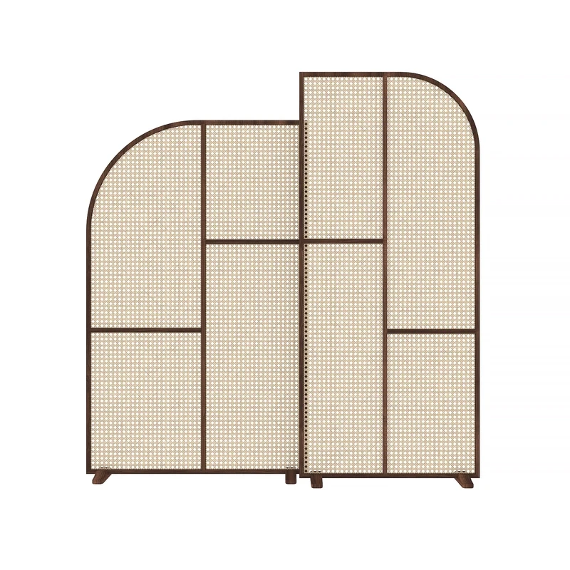 solid wood entrance movable customized screen Nordic rattan screen partition wabi-sabi wind B & B hotel lobby entry