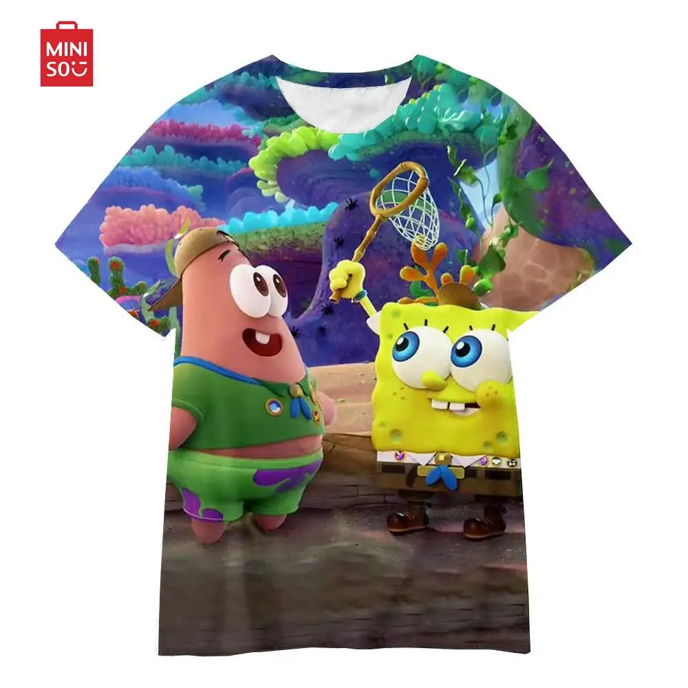 3D Printed Potdemiel SpongeBob Men Women T shirt Harajuku O-neck Short sleeve T-shirt Tops Kawaii Children Tee Boy Girl T shirts