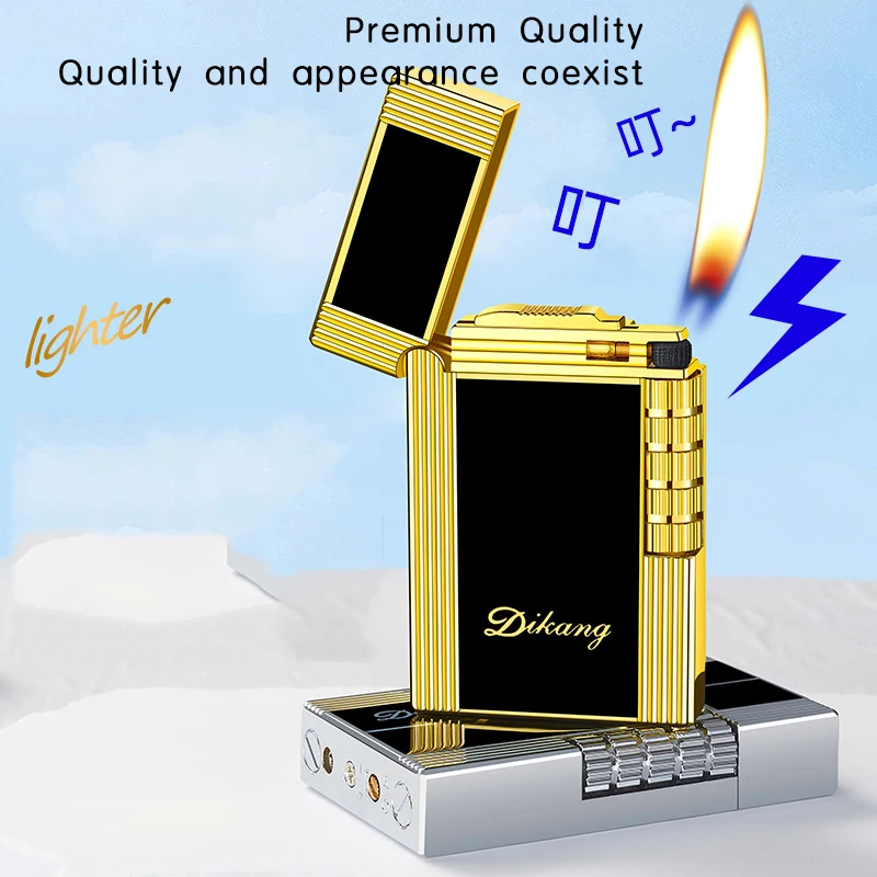 2026 New Langsheng Steel Sound Side Sliding Grinding Wheel Inflatable Lighter Luxury Atmosphere High-end Gift Lighter Wholesale