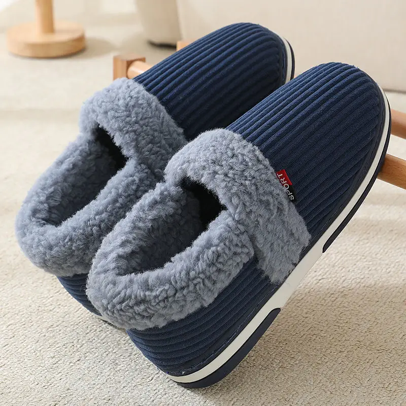 

New Winter Thick Plush Slippers Couples Indoor Home Furry Shoes Non Slip Men Women Furry Warm Casual Plush Soft Cotton Slippers