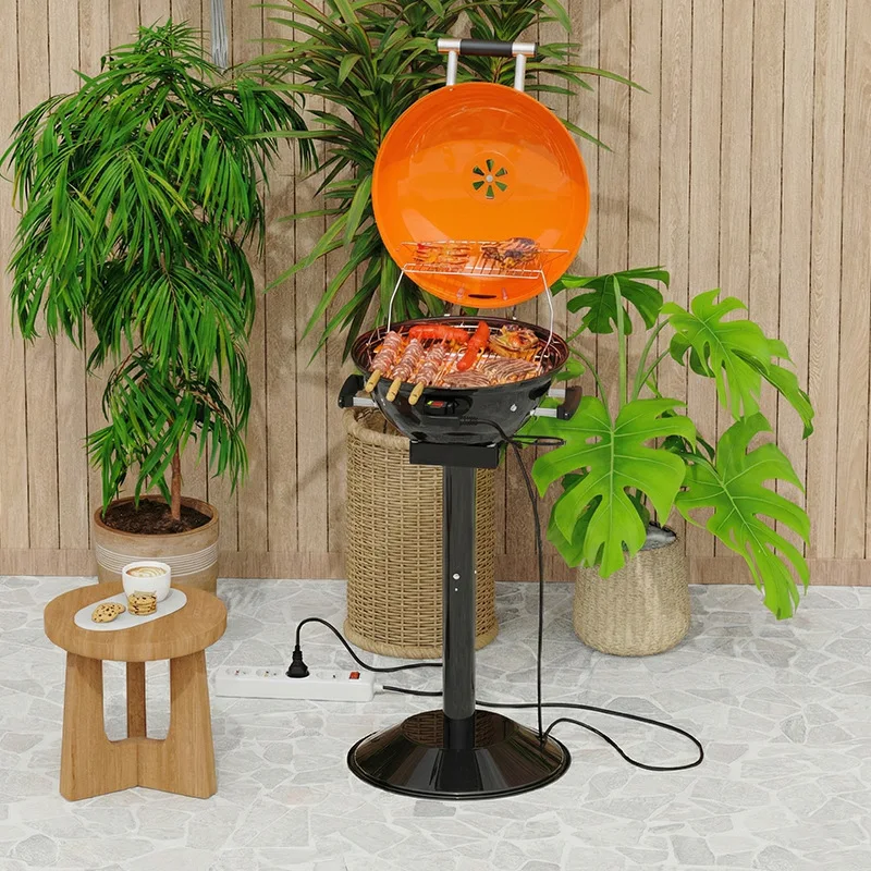 Cross-border Vertical Electric Barbecue Grill Electric 17-inch Round Apple Grill Household Barbecue Electric Grill Smokeless Bar