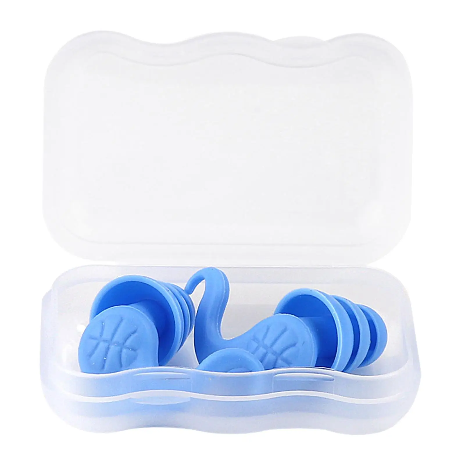 2xSwimming Ear Plugs with Box Reusable for Sleeping Diving Bathing Blue