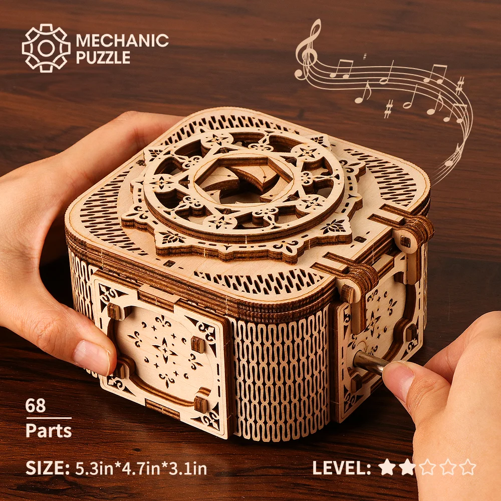 Holz puzzle 3d DIY beliebte Handwerk Schreibtisch Dekoration Holz Baustein Kits Spieluhr Schmucks cha tullen exquisite Geschenke für Mädchen