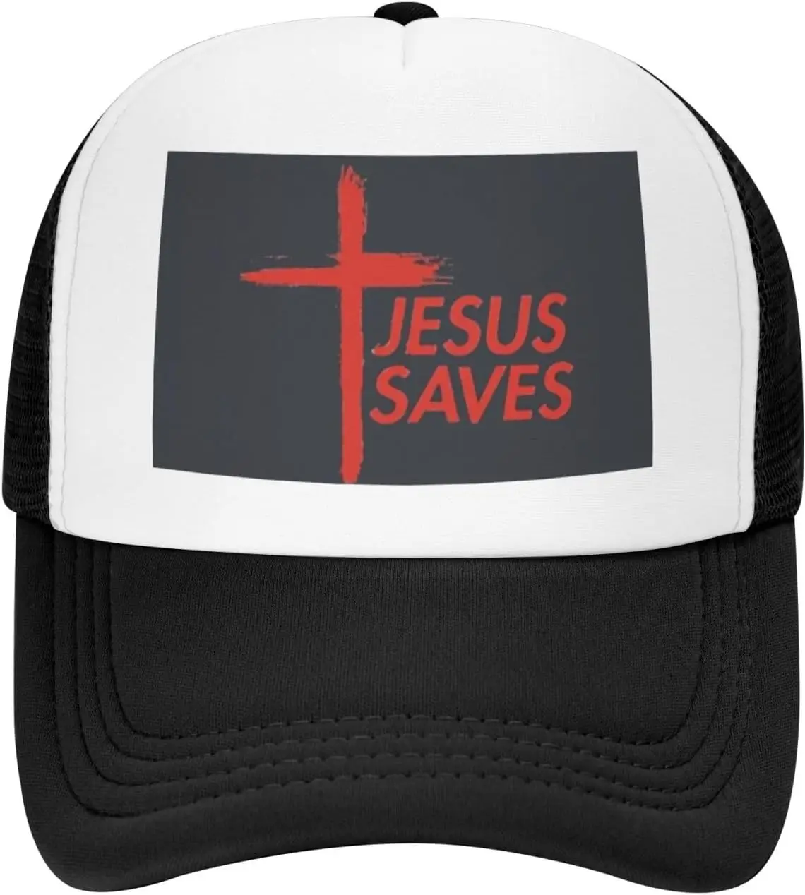 Jesus Saves Christian Cross Trucker Hat Unisex Adjustable Mesh Baseball Cap Casual