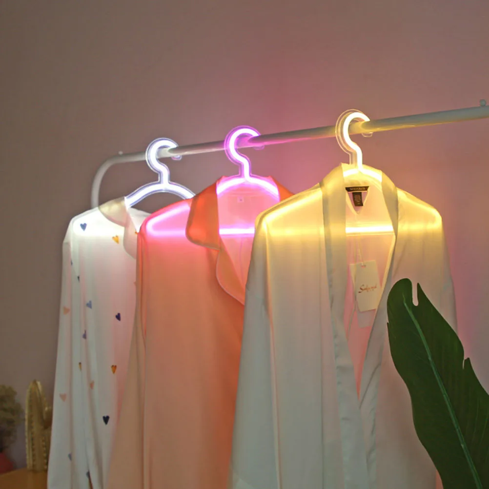 

1pcs Creative Led Neon Decorative Clothes Stand Usb Powered Hanger Shaped Light For Home Wedding Party Decor Colorful Atmosphere